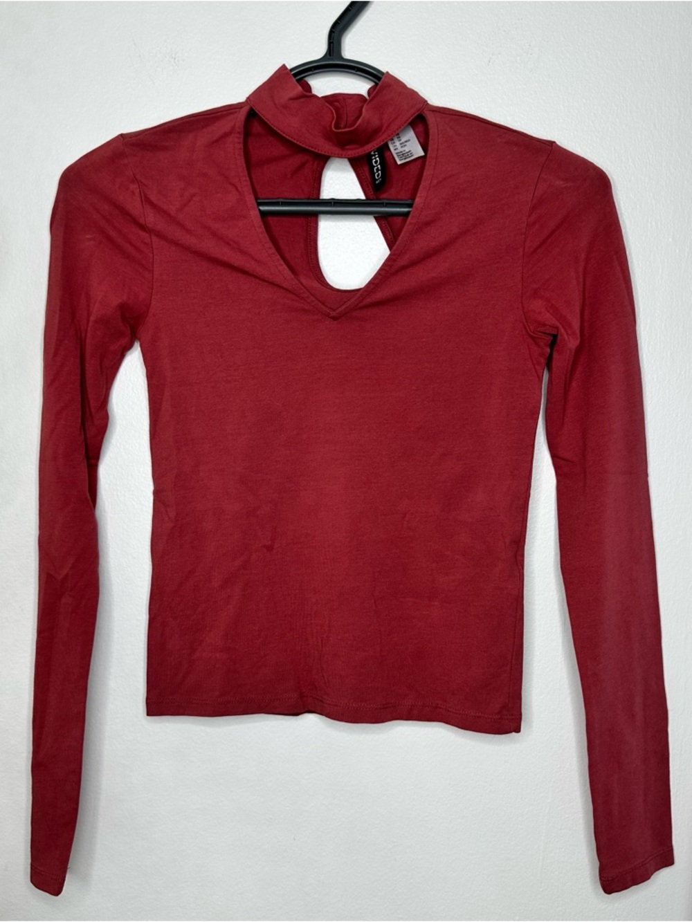 Pink Divided XS Long Sleeve Cutout Mock Neck Top